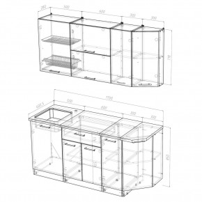 КИРА Кухонный гарнитур Демо (1700 мм) в Тюмени - tumen.mebel24.online | фото 2