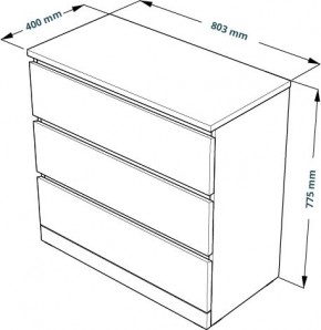 Комод Варма 3 с тремя выдвижными ящиками, цвет белый в Тюмени - tumen.mebel24.online | фото 4