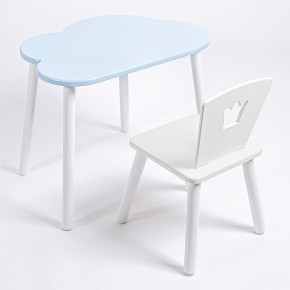 Комплект детский стол ОБЛАЧКО и стул КОРОНА ROLTI Baby (голубая  столешница/белое сиденье/белые ножки) в Тюмени - tumen.mebel24.online | фото