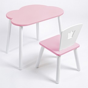 Комплект детский стол ОБЛАЧКО и стул КОРОНА ROLTI Baby (розовая столешница/розовое сиденье/белые ножки) в Тюмени - tumen.mebel24.online | фото