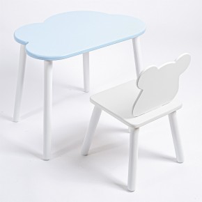 Комплект детский стол ОБЛАЧКО и стул МИШКА ROLTI Baby (голубая столешница/белое сиденье/белые ножки) в Тюмени - tumen.mebel24.online | фото