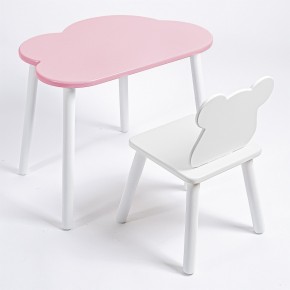 Комплект детский стол ОБЛАЧКО и стул МИШКА ROLTI Baby (розовая столешница/белое сиденье/белые ножки) в Тюмени - tumen.mebel24.online | фото