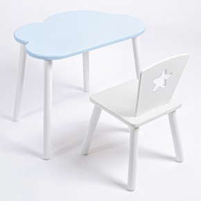 Комплект детский стол ОБЛАЧКО и стул ЗВЕЗДА ROLTI Baby (голубая столешница/белое сиденье/белые ножки) в Тюмени - tumen.mebel24.online | фото