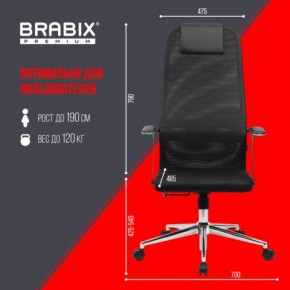 Кресло BRABIX PREMIUM "Ultimate EX-801" хром, плотная двойная сетка Х2, черное, 532917 в Тюмени - tumen.mebel24.online | фото 7