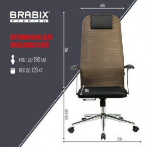 Кресло BRABIX PREMIUM "Ultimate EX-801" хром, плотная двойная сетка Х2, черное/коричневое, 532920 в Тюмени - tumen.mebel24.online | фото 6