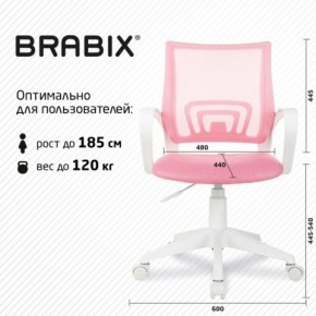 Кресло BRABIX "Fly MG-396W", с подлокотниками, пластик белый, сетка, розовое, 533008 в Тюмени - tumen.mebel24.online | фото 5