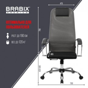 Кресло офисное BRABIX PREMIUM "Ultimate EX-800" хром, плотная двойная сетка Х2, черное/серое, 532912 в Тюмени - tumen.mebel24.online | фото 3