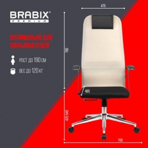 Кресло офисное BRABIX PREMIUM "Ultimate EX-801" хром, плотная двойная сетка Х2, черное/бежевое, 532919 в Тюмени - tumen.mebel24.online | фото 6