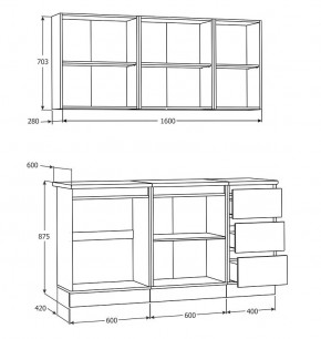 Кухня Хилтон 1.6 м (Белый текстурный/Дуб Вотан) в Тюмени - tumen.mebel24.online | фото 3