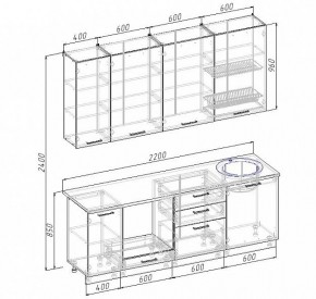 Кухонный гарнитур Антрацит 2200 (Стол. 26мм) в Тюмени - tumen.mebel24.online | фото 3