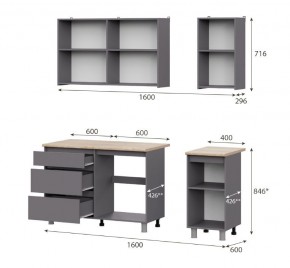 Кухонный гарнитур ДЕНВЕР (1600) Графит серый/Дуб Сонома в Тюмени - tumen.mebel24.online | фото 2