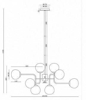 Люстра на штанге Maytoni Erich MOD221-PL-12-G в Тюмени - tumen.mebel24.online | фото 3