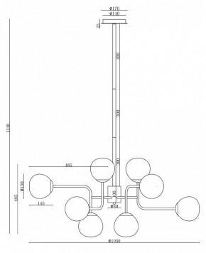 Люстра на штанге Maytoni Erich MOD221-PL-12-N в Тюмени - tumen.mebel24.online | фото 3