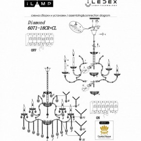 Подвесная люстра iLamp Diamond 6071-18 CR+CL в Тюмени - tumen.mebel24.online | фото 2