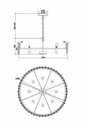 Подвесной светильник Maytoni Puntes MOD043PL-08CH в Тюмени - tumen.mebel24.online | фото 4