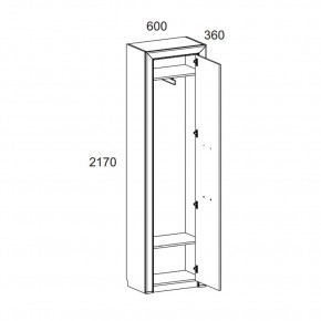 Шкаф 1DW, OLIVIA, цвет вудлайн крем/дуб анкона в Тюмени - tumen.mebel24.online | фото 2