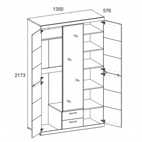 Шкаф 3D2S Z OSKAR , цвет дуб Санремо в Тюмени - tumen.mebel24.online | фото 3