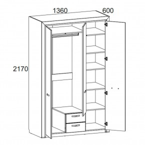 Шкаф 3D2S Z, OLIVIA, цвет вудлайн крем/дуб анкона в Тюмени - tumen.mebel24.online | фото