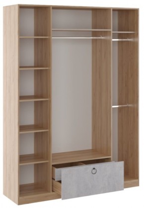 Шкаф 4 двери Глэдис М24 (Дуб Золотой/Цемент светлый) в Тюмени - tumen.mebel24.online | фото 2