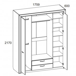 Шкаф 4D2S без зеркала, OLIVIA, цвет вудлайн крем/дуб анкона в Тюмени - tumen.mebel24.online | фото