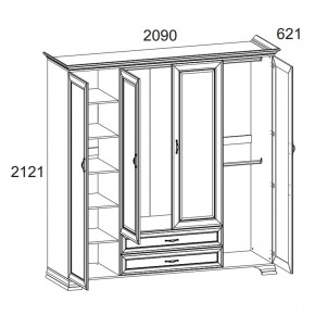 Шкаф 4D2S Z, TIFFANY, цвет вудлайн кремовый в Тюмени - tumen.mebel24.online | фото 2