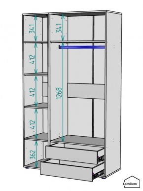 Шкаф Linnea MHR-3PO-2 2050х1200х510 (Белый-М 11.1.2) в Тюмени - tumen.mebel24.online | фото 3