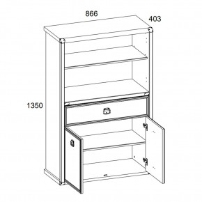 Шкаф открытый 2D1S, MAGELLAN, цвет Сосна винтаж в Тюмени - tumen.mebel24.online | фото 3