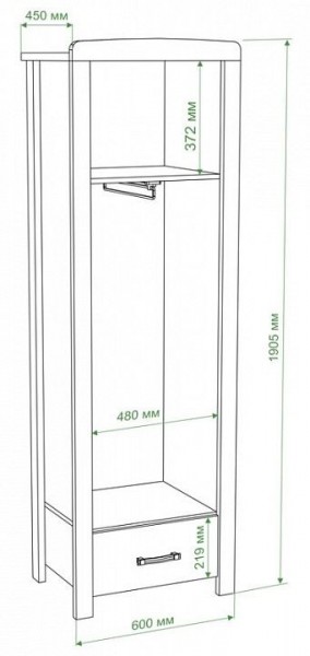 Шкаф платяной Бартоло Ш1Д в Тюмени - tumen.mebel24.online | фото 2