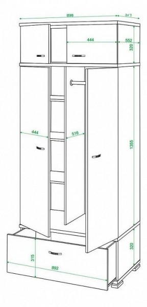 Шкаф платяной Домино КС-20 в Тюмени - tumen.mebel24.online | фото 3