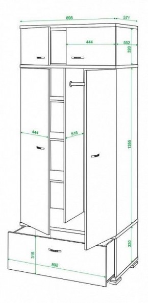 Шкаф платяной Домино КС-20 в Тюмени - tumen.mebel24.online | фото 3