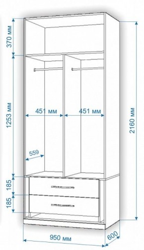 Шкаф платяной Нобиле Пл-95/60 в Тюмени - tumen.mebel24.online | фото 2