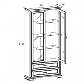 Шкаф с витриной 2V2S, MONAKO, цвет Сосна винтаж/дуб анкона в Тюмени - tumen.mebel24.online | фото 2