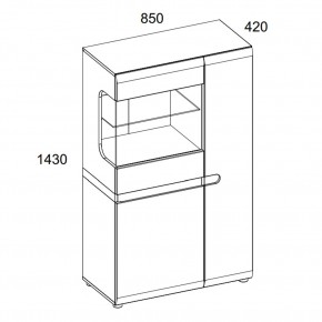 Шкаф с витриной 3D-1S/TYP 32, LINATE ,цвет белый/сонома трюфель в Тюмени - tumen.mebel24.online | фото 2