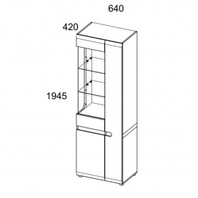 Шкаф с витриной 3D/TYP 01L, LINATE ,цвет белый/сонома трюфель в Тюмени - tumen.mebel24.online | фото 2