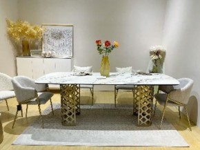 Стол CHIAVARI 220 KL-188 Контрастный мрамор матовый, итальянская керамика / Шампань, ®DISAUR в Тюмени - tumen.mebel24.online | фото 2