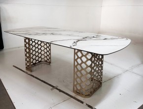 Стол CHIAVARI 220 KL-188 Контрастный мрамор матовый, итальянская керамика / Шампань, ®DISAUR в Тюмени - tumen.mebel24.online | фото 6
