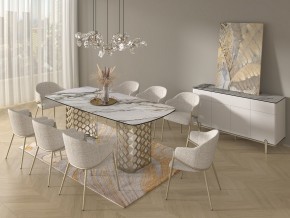 Стол CHIAVARI 220 KL-188 Контрастный мрамор матовый, итальянская керамика / Шампань, ®DISAUR в Тюмени - tumen.mebel24.online | фото 9