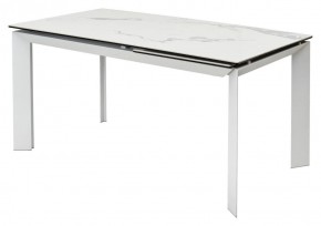 Стол CREMONA 140 HIGH GLOSS STATUARIO Белый мрамор глянцевый, керамика/ белый каркас, ®DISAUR в Тюмени - tumen.mebel24.online | фото 1