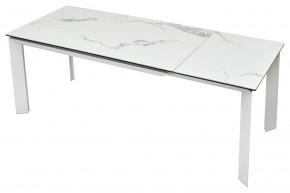 Стол CREMONA 140 HIGH GLOSS STATUARIO Белый мрамор глянцевый, керамика/ белый каркас, ®DISAUR в Тюмени - tumen.mebel24.online | фото 5