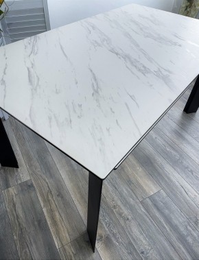 Стол CREMONA 140 KL-99 Белый мрамор матовый, итальянская керамика / черный каркас, ®DISAUR в Тюмени - tumen.mebel24.online | фото 3