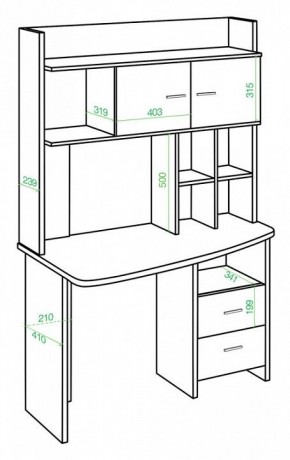 Стол компьютерный Домино Lite СКЛ-Крл120+НКЛХ-120 К ЛЕВ в Тюмени - tumen.mebel24.online | фото 2