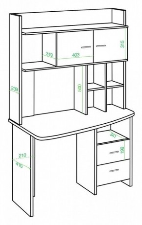 Стол компьютерный Домино Lite СКЛ-Крл120+НКЛХ-120 КШ ПРАВ в Тюмени - tumen.mebel24.online | фото 2