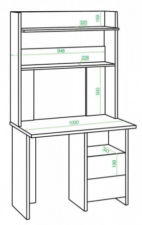 Стол компьютерный Домино Lite СКЛ-Прям100+НКЛХ-100 ШК в Тюмени - tumen.mebel24.online | фото 2