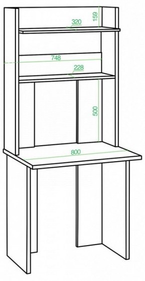 Стол компьютерный Домино Lite СКЛ-Прям80Р+НКЛХ в Тюмени - tumen.mebel24.online | фото 2