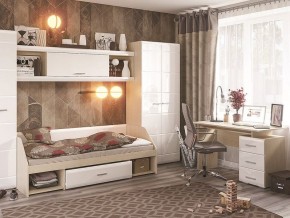 Стол компьютерный Симба Дуб белфорт-Белый глянец в Тюмени - tumen.mebel24.online | фото 3