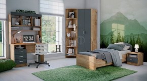 МАРТИНА Стол письменный с надстройкой (Графит/Дуб крафт) в Тюмени - tumen.mebel24.online | фото 2