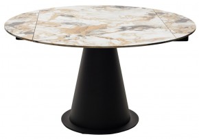Стол TERAMO 135 GLOSS GRAND JADE SOLID CERAMIC, керамика, поворотн.механизм / Черный каркас, ®DISAUR в Тюмени - tumen.mebel24.online | фото