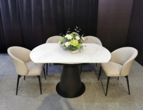 Стол TERAMO 135 GLOSS GRAND JADE SOLID CERAMIC, керамика, поворотн.механизм / Черный каркас, ®DISAUR в Тюмени - tumen.mebel24.online | фото 3
