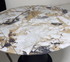 Стол TERAMO 135 GLOSS GRAND JADE SOLID CERAMIC, керамика, поворотн.механизм / Черный каркас, ®DISAUR в Тюмени - tumen.mebel24.online | фото 4