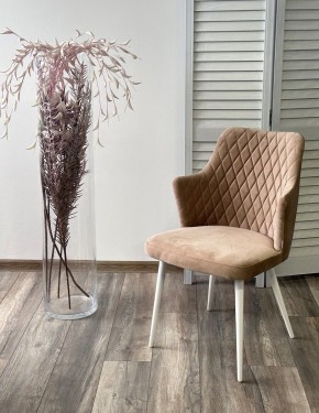 Стул HERMAN 360 град. БЕЖЕВЫЙ #5, велюр / белый каркас М-City в Тюмени - tumen.mebel24.online | фото 3